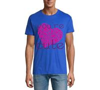 You're Cute Pink Heart of Hearts Art Crew Neck Cotton T-Shirt Homme Royal Blue, bleu marine, XL