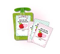 You're My Main Squeeze Lot de 40 étiquettes à suspendre pour la Saint-Valentin avec trou pour sachets de compote de pommes Rose et vert 6,3 x 8,9 cm
