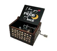 You're My Sunshine Boîte à musique en bois antique gravée pour amoureux, petit ami, petite amie, mari, épouse (To The Moon and Back, noir)