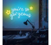 You're So Gorgeous Applique murale LED esthétique pour chambre à coucher, panneau d'amour romantique, cadeau pour chambre d'elle