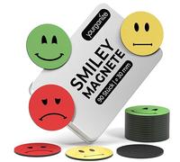 YOURGANIZE Lot de 90 aimants Smileys Ø 30 mm Idéal comme système de récompense pour les enfants, accessoires pour enseignants, outil de rétroaction, smileys aimantés aux couleurs des feux de