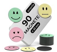 YOURGANIZE® Lot de 90 aimants Smileys - Diamètre : 30 mm - Idéal comme système de récompense pour Les Enfants, Accessoires pour Enseignants, Outil de rétroaction - Aimant Smileys