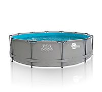 yourGEAR Piscine familiale avec structure en acier renforcé pour jardin et terrasse Gris Ø 457 x 100 cm