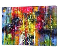 YourHomeArt Peinture à l'huile abstraite colorée de style Jackson Pollock - Reproduction sur toile encadrée - Décoration murale - 102 x 76 cm - Profondeur : 38 mm