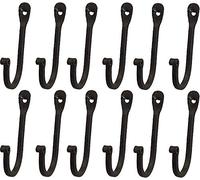 YourKart Lot de 12 crochets en fer forgé à une broche - Attaches rustiques en métal incurvé - Décoration murale coloniale décorative
