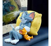 YOURKARTS Tom & Jerry Accessoire d'intérieur de voiture endormie mignon - Adorable jouet de personnage de dessin animé pour tableau de bord, dessus de table ou coffret cadeau | Lot de 1 matériau en