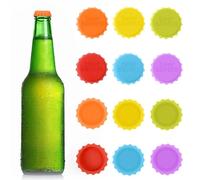 YOURKAY Lot de 12 bouchons de bouteille de bière multicolores en silicone réutilisables Bouchons pratiques pour bouteilles en verre