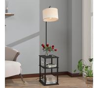 YOURLITE Lampadaire avec Table de Rangement 40x30x150cm, Lampe sur Pied avec Étagère de Rangement et Abat-jour Beige,Convient Pour Chambre, Salon, Bureau, Noir