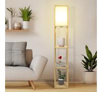 YOURLITE Lampadaire étagère, Lampe sur pied en Bois 3 étagères, éclairage Intérieur, Convient Pour Le Salon, La Chambre, La Salle D'étude, Le Bureau, Jaune, Sans ampoule 160cm