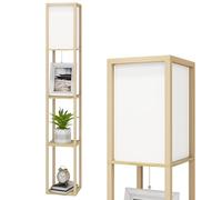 YOURLITE Lampadaire étagère, Lampe sur pied en Bois 3 étagères, éclairage Intérieur, Convient Pour Le Salon, La Chambre, La Salle D'étude, Le Bureau, Couleur Naturelle, Sans ampoule 160cm