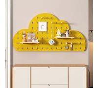 YOUROU Kit de combinaison de panneaux perforés, organiseur mural modulaire en bois avec accessoires, étagères flottantes et porte-clés pour salle d'artisanat (jaune, 40 x 80 cm-A)