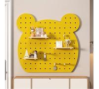 YOUROU Kit de combinaison de panneaux perforés, organiseur mural modulaire en bois avec accessoires, étagères flottantes et porte-clés pour salle d'artisanat (jaune, 60 x 60 cm)