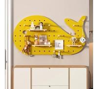 YOUROU Kit de combinaison de panneaux perforés, organiseur mural modulaire en bois avec accessoires, étagères flottantes et porte-clés pour salle d'artisanat (jaune, 40 x 80 cm-B)
