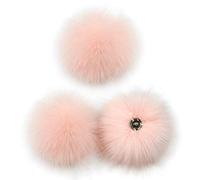 YOURPAI Boule à pompons, lot de 3 boules de pompons colorées de 10 cm à fabriquer soi-même avec bouton de pression pour chapeau, chaussures, écharpe, rose coréen