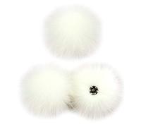 YOURPAI Boule à pompons, lot de 3 boules de pompons de 10 cm à colorier avec bouton de pression pour chapeau, chaussures, écharpe blanche