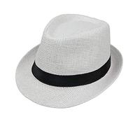 YOURPAI Enfants Enfants Été Plage Chapeau De Paille Jazz Panama Trilby Fedora Chapeau Gangster Casquette en Plein Air Respirant Chapeaux Filles Garçons Chapeau De Soleil Blanc B