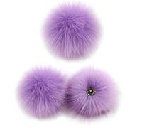 YOURPAI Pompon Ball, 3 pièces 10cm DIY Boule de Pom Pom Fourrée Colorée avec Bouton Presse pour Chapeau Chaussures Écharpe Taro Violet