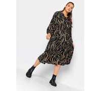 Yours Curve Long Sleeve Swirl Shirt Dress Noir 26/28 Unisex