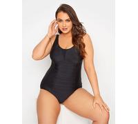 Yours Curve Maillot de bain Yours Curve Noir contrôle du ventre en maille froncée