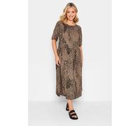 Yours Curve Mixed Animal Midi Smock Dress Chameau 26-28 Unisex