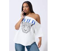 Yours Curve T-shirt Yours Curve Limited Off The Shoulder léopard