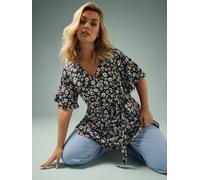 Yours Curve Yours Curve Black Angel Sleeve Wrap Top