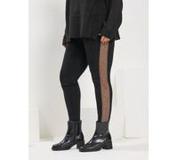 Yours Curve Yours Curve Black Diamante Mesh Side Stripe Leggings