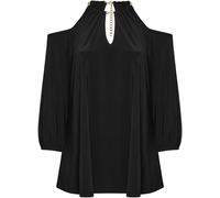 Yours Curve Yours Curve Black London Chain Halter Cold Shoulder Long Sleeve Top