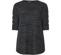 Yours Curve Yours Curve Black Marl Button Sleeve Soft Touch Top