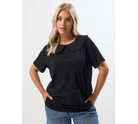 Yours Curve Yours Curve Black Peter Pan Lace Collar Top