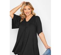 Yours Curve Yours Curve Black Pleat Swing Angel Sleeve Top