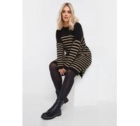 Yours Curve Yours Curve Black Striped Knitted Jumper Dress Black 22-24