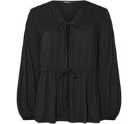 Yours Curve Yours Curve Black Tie Front Gathered Tiered Blouse