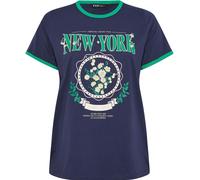 Yours Curve Yours Curve Blue Placement Varsity Ringer T-Shirt