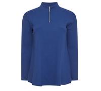 Yours Curve Yours Curve Blue Quarter Zip Rib 100% Cotton Top