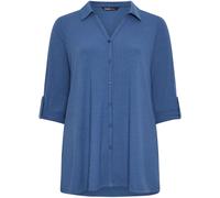 Yours Curve Yours Curve Blue Ribbed Turn Back Shirt Blue 14