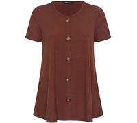 Yours Curve Yours Curve Brown Button Front Swing T-Shirt