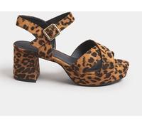 Yours Curve Yours Curve Brown Extra Wide Fit Leopard Print Cross-Over Strap Heels Brown 9 EU 42