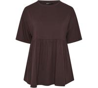 Yours Curve Yours Curve Brown Peplum Cotton Short Sleeve Top