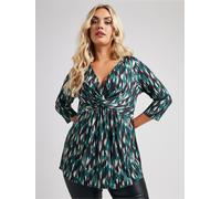 Yours Curve Yours Curve Green London Abstract Print Knot Front Top