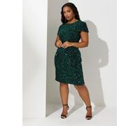 Yours Curve Yours Curve Green London Sequin Velvet Shift Midi Dress Green EU 46 (UK 18)