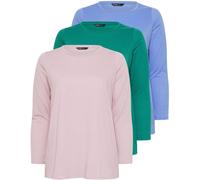 Yours Curve Yours Curve Green Long Sleeve Core Basic T-Shirts 3 Pack