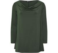 Yours Curve Yours Curve Green Long Sleeve Cowl Neck Top