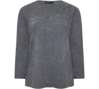 Yours Curve Yours Curve Grey 100% Cotton Long Sleeve Acid Wash T-Shirt