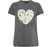 Yours Curve Yours Curve Grey Placement T-Shirt Daisy Heart