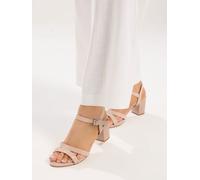 Yours Curve Yours Curve Natural Wide Fit Patent Mid Block Heel Sandals