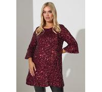 Yours Curve Yours Curve Red London Sequin Flute Sleeve Top