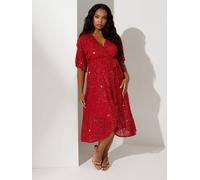 Yours Curve Yours Curve Red London Sequin Wrap Dress Red 24