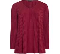 Yours Curve Yours Curve Red Long Sleeve Ribbed Swing Plunge T-Shirt