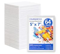 YOURSORTER Lot de 64 panneaux de toile pour peinture en vrac, 12,7 x 17,8 cm, mini toiles apprêtées Gesso 100 % coton pour acrylique, huile et aquarelle, idéal pour tous les niveaux de compétence